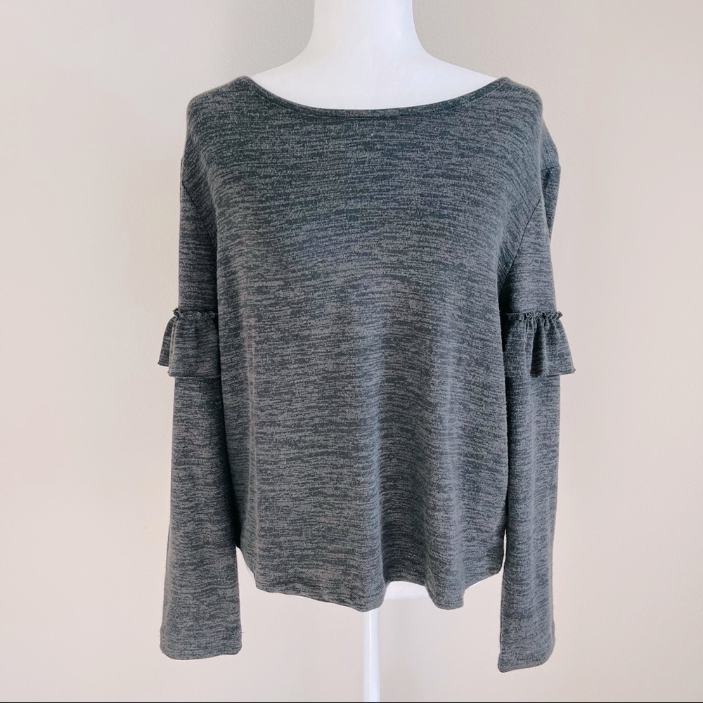 🌹 14th & Union Black Long Sleeve Ruffle Blouse in Size Medium